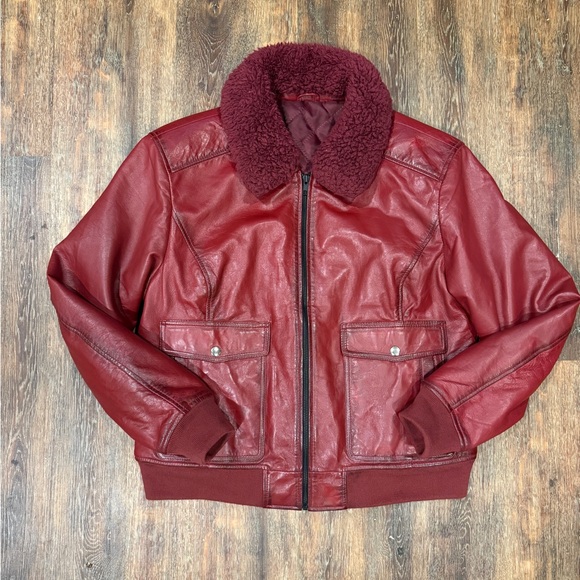 Wine color bomber style jacket .  Handmade 100% leather - Picture 1 of 1